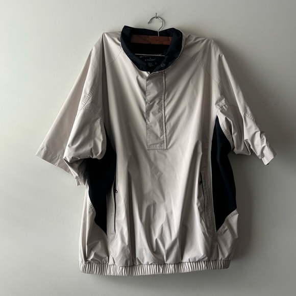 Men's Footjoy short‎ sleeve wind braker jacket color black and cream size L - Picture 1 of 6
